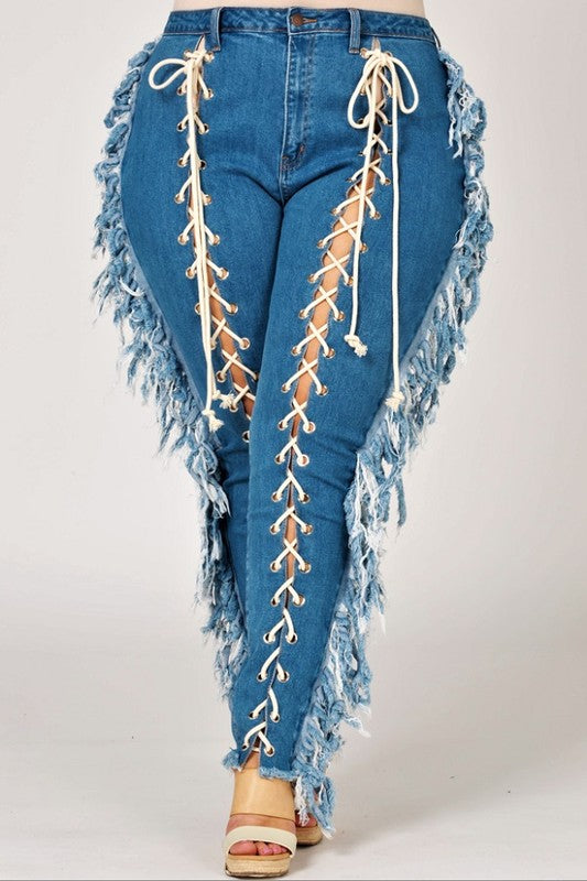 Lace Me Up Curve Skinny Jeans1