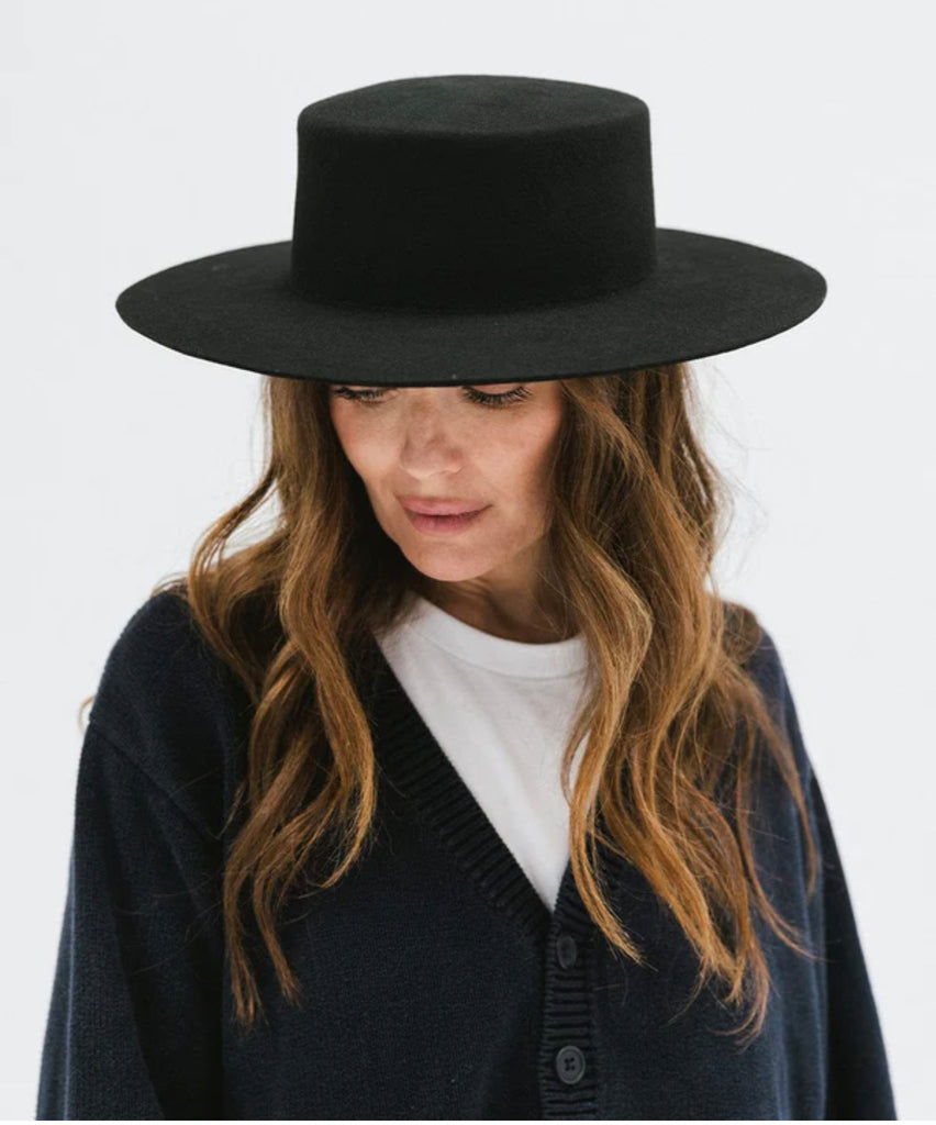 Dahlia Boater Hat Black