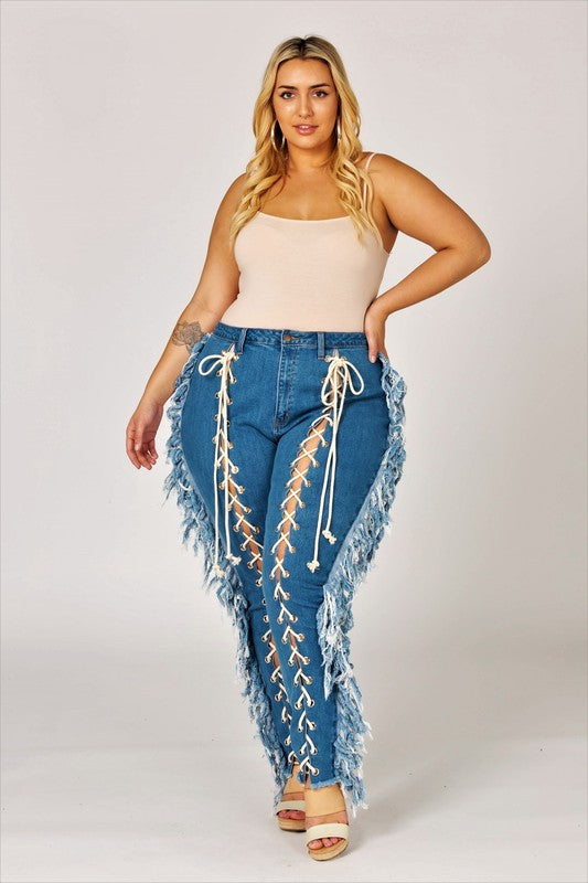 Lace Me Up Curve Skinny Jeans