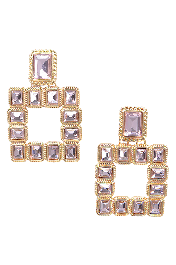 Gold Colored Jewel Gemstone Earrings