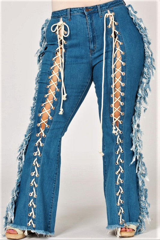 Lace Me Up Curve Flare Jeans