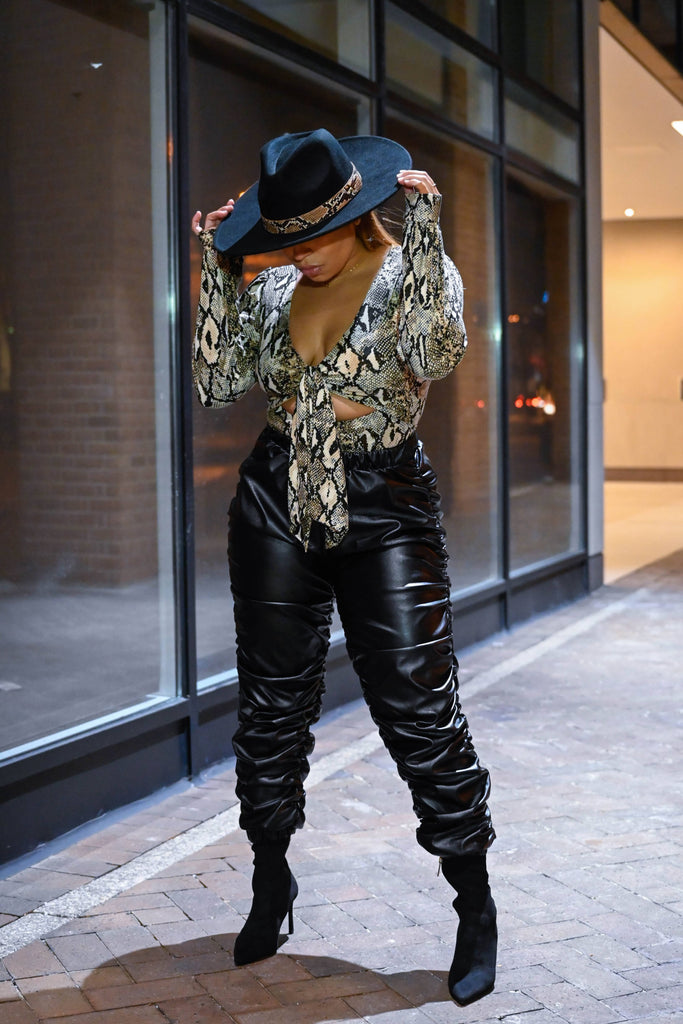 So Faux Real Leather Ruche Pants