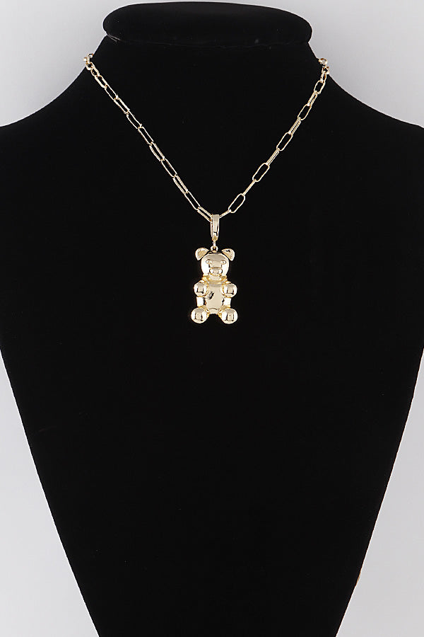 Big Gold Teddy Bear Necklace