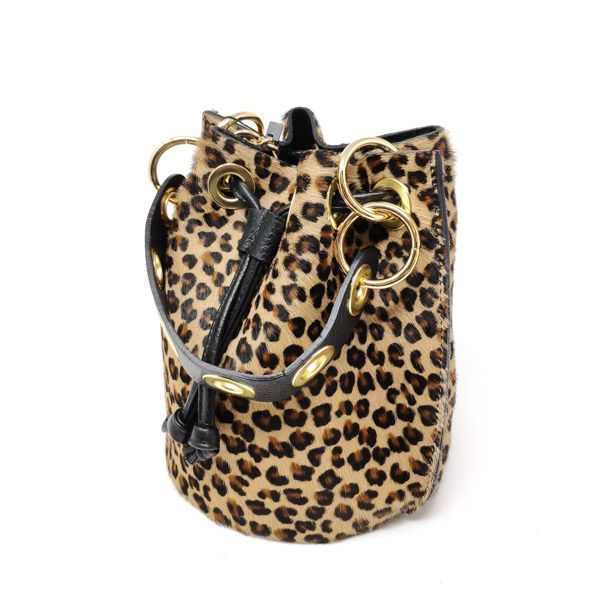 Mila Genuine Leather Pony Hair Bucket Bag | Cheetah