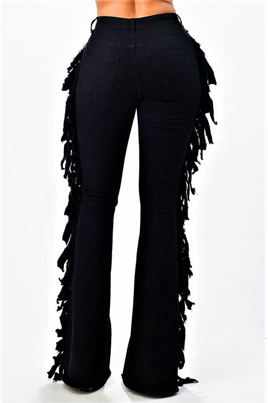 Lace Me Up Black Flare Jeans