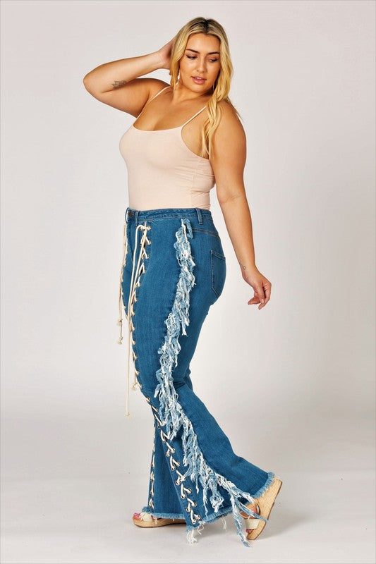 Lace Me Up Curve Flare Jeans