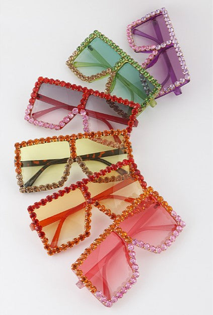 Rhinstone Colour Block Sunglasses